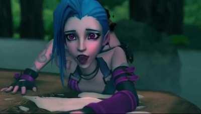 Futa Jinx cut in half and self fuck