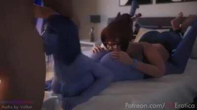 Widowmaker and Mei threesome (VG Erotica, Volkor)