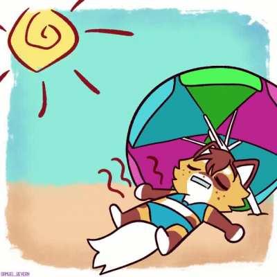 ☀️This birthday I got a sunburn as a gift! yeeey...🏖️ PS. Don't forget to use sunscreen (art by me @SevernSamuel on twitter)