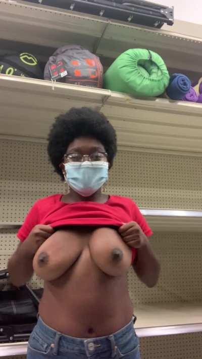 Double titty drop at the store! (F)irst post on here btw (OC)