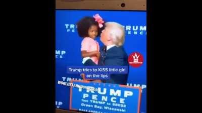 Trump insists on trying to kiss little girl on the lips