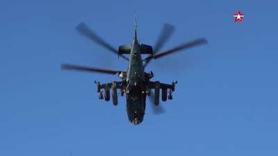 More Ka-52 action in Ukraine - destroying targets with 30mm, Vikhr anti-tank missiles, unguided NURS