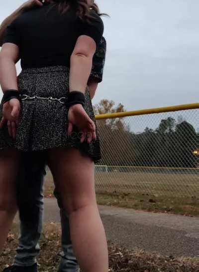 Choked, plugged and made to cum at the park