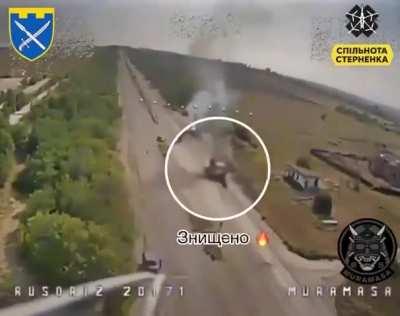 RU POV: Full video of the destruction of a civilian fire truck by a Ukrainian drone. After a UAV-kamikaze hit a GAZelle car, a fire broke out. As soon as employees of the Russian Ministry of Emergency Situations arrived at the scene, the drone attacked ag