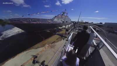 This is how US navy launches new warships in service