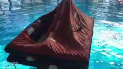 Inflating a 6-person liferaft