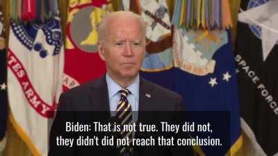 Joe Biden on whether a Taliban takeover of Afghanistan is inevitable. He loses this bet.