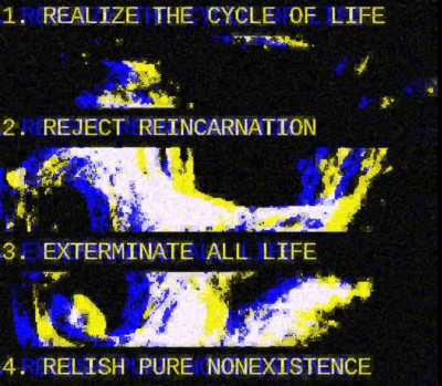 Imagine feeling the vast relieve, the emptiness within and without, following the annihilation of the last mortal being by your own hand, rendering reincarnation impossible by sheer lack of host bodies alone.