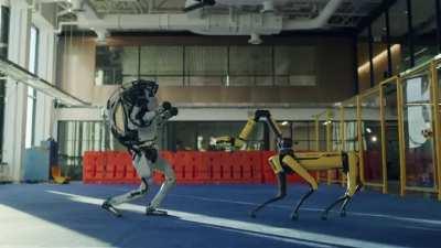 Boston Dynamics robots putting on a show