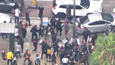 Protester fight back against officer trying to make arrests in LA