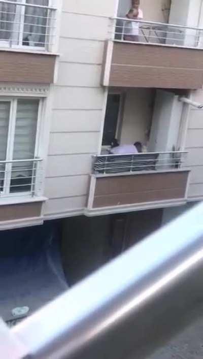 WCGW Fighting from a balcony