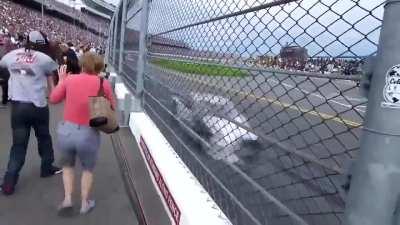 The sheer power and speed, trackside at a NASCAR race. 