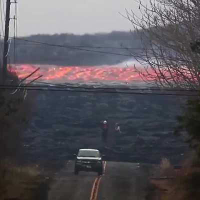 Lava from Kilauea flowing like a fast-moving river