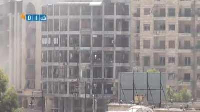 Islamic Brigade engineering team detonates a tunnel bomb in Aleppo - 4/27/2014