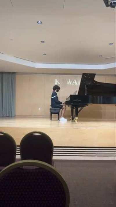Playing one of the most difficult, brilliant pieces to ever be composed on a $250,000 Shigeru Kawai concert grand piano.