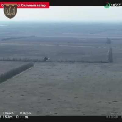 Ukrainian M-55S Tanks of the 127th Territorial Defense Brigade bombarding russian positions in a treeline, Ukraine (likely near Pryjutne), mid-March 2024