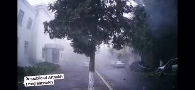 Cluster bombing of a street in Stepanakert, the now de facto capital of the Republic of Artsakh in 2020 by Azerbaijan during the Nagorno-Karabakh War