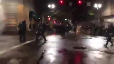 In Portland. Antifa threw a Molotov cocktail at Portland police as they attempted to clear the streets. This comes after disgraced Mayor Ted Wheeler tied the hands of officers by preventing them from using CS gas to clear rioters. How else can this decisi