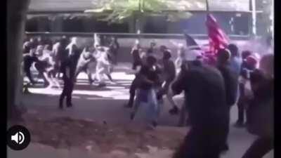 Giant Group of Patriots fight giant group of supposed Antifa members (I was permanently banned from Public Freakout for posting this)