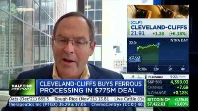 Jim Lebenthal updates the current status of Cleveland Cliffs $CLF after the acquisition of Ferrous Processing... Halftime Report CNBC