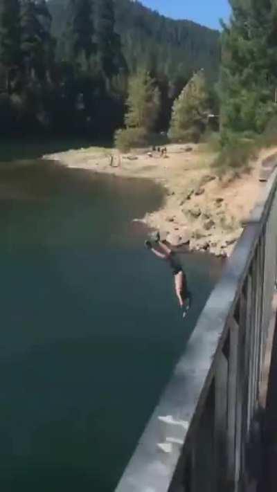 WCGW Trying to dive from a bridge