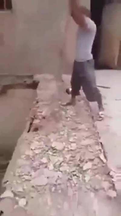 WCGW standing on your own demolition area?