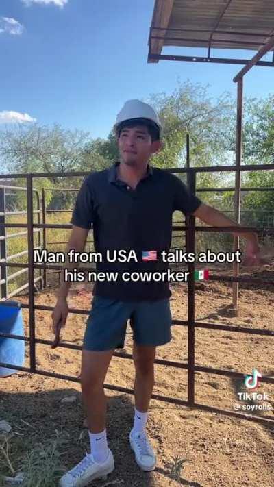 An American construction worker talks about his co-worker, Miguel. 