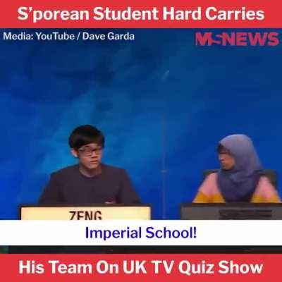 Singaporean student carries whole team alone in quiz competition!