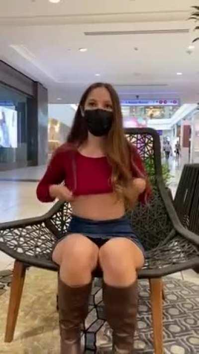 Playing with my pussy in the middle of the mall as people walked by
