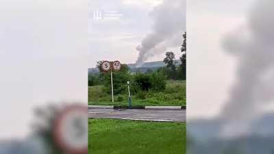 Report: Suspected Ukrainian drone strikes on a Russian munitions depot in the Olkhovatsky District, Voronezh Region (Russia) during the night of June 24-25, reportedly burning for many hours by now. [#ASMR] Posted June 25, 2024