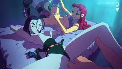 Starfire &amp;amp; Raven getting fuck (QueenComplex) [Teen Titans]