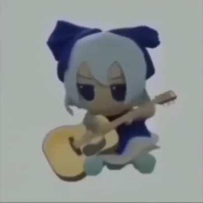 Chiruno plays a guitar