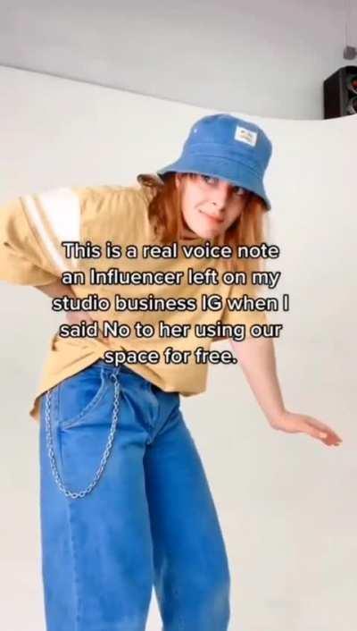 Influencer is astonished that a business would actually charge her to use their studio