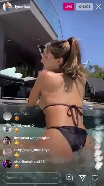 Lyna twerking in a pool on instagram live