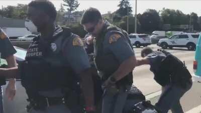 State patrol arrest protesters blocking I-5 in Seattle - 3rd September