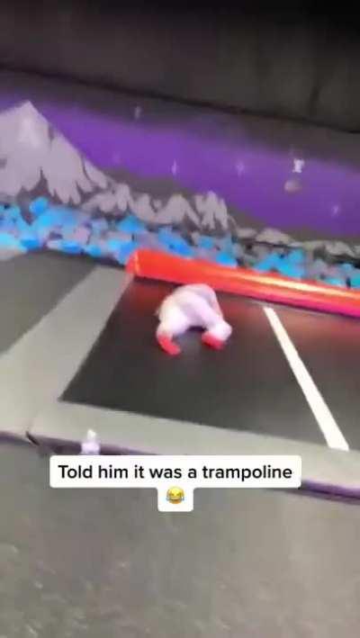 His friends told him it was a trampoline 😂