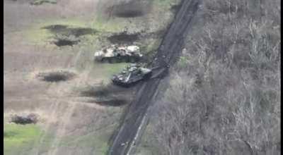 Russian tank hit with ATGM while crew is bailing out (unknown location)