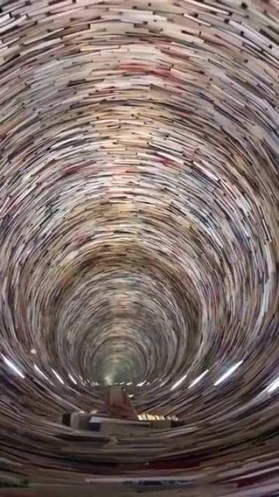 Infinite Book Tunnel Illusion at the Library of Prague