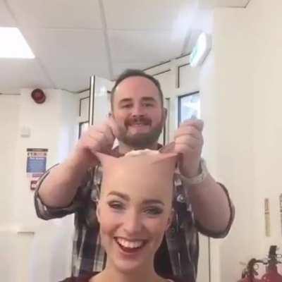 Removing a bald cap