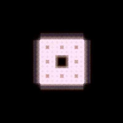 How a spatially coherent white light beam diffracts through a Sierpinski carpet grating [OC]