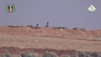 Mountain Hawk Brigade BGM-71 TOW team target a group of Syrian Army fighters outside of Aleppo - August 2016