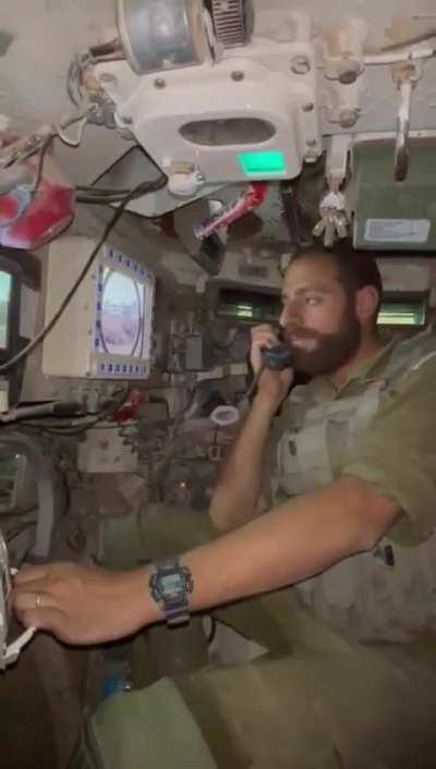 Gaza Building destruction, view from inside armored vehicle