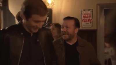 I know a lot of people don't like Gervais but these outtakes kill me