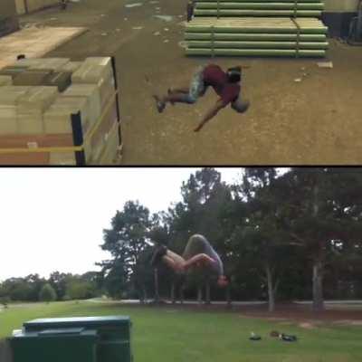 Matching the parkour moves from Watch Dogs 2 in real life.