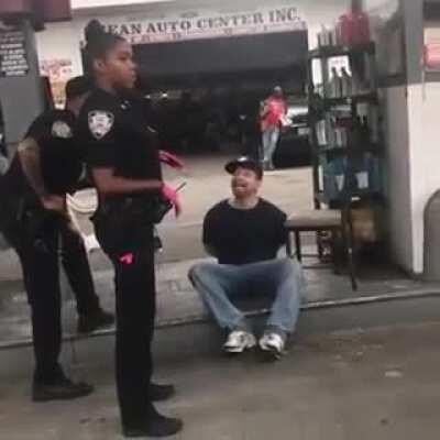 This guy trying to offend the police officer by repeatedly calling her the 