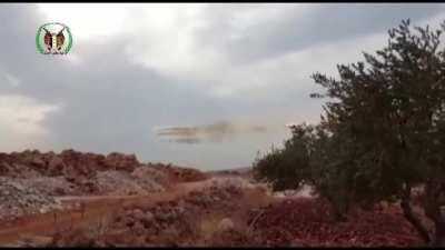 FSA fighters shell regime positions in Aleppo with a BM-21 GRAD rocket truck. 25th August, 2016.