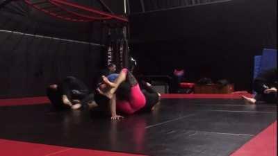 Real Jiu jitsu headscissors in gym 