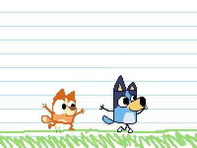 Bluey and Bingo drawing styles (Pixel art)