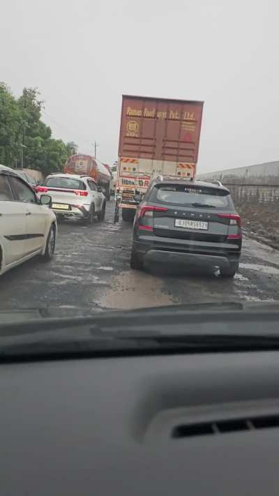 I posted about Ahmedabad Mumbai National Highway few days ago. This is today's condition, even worse. 