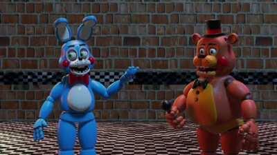 Toy Bonnie roasts Toy Freddy (Models by:Thudner)